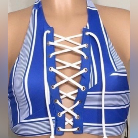 ♥️x2HP♥️Lovers + Friends Lace Up Halter Style Bikini Top ONLY - Picture 2 of 5